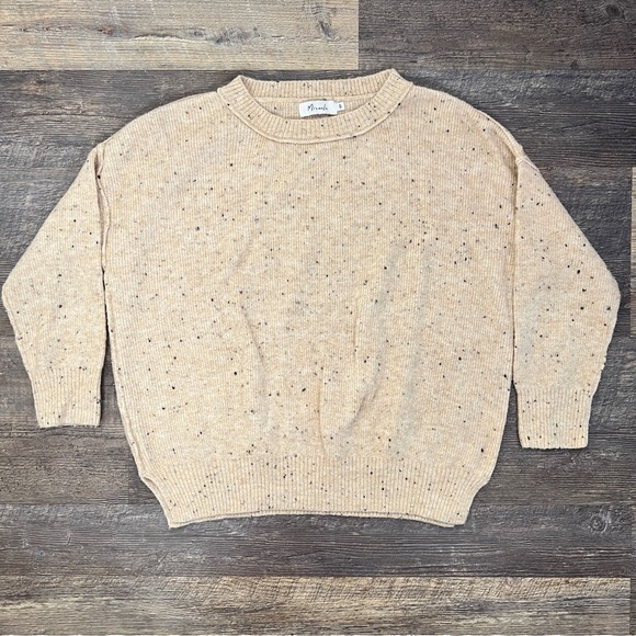Miracle Cream Speckled Knit crewneck sweater size small S B134 - Picture 1 of 3